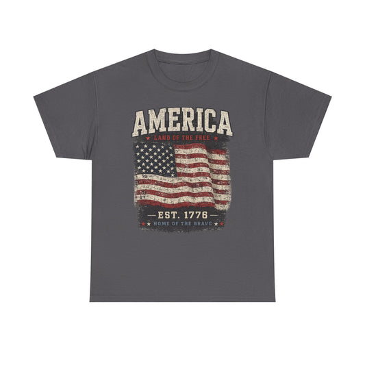 America Vintage Flag T-Shirt — EST. 1776 Patriotic Tee