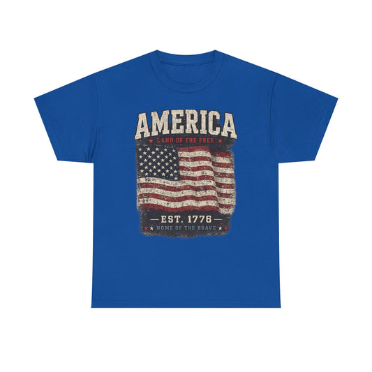 America Vintage Flag T-Shirt — EST. 1776 Patriotic Tee